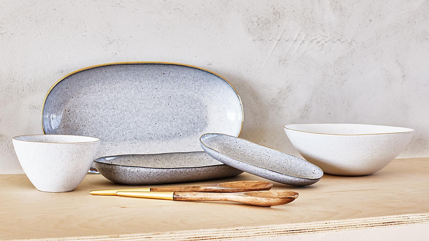 Aurelia White & Gold Serving Bowl Oliver Bonas