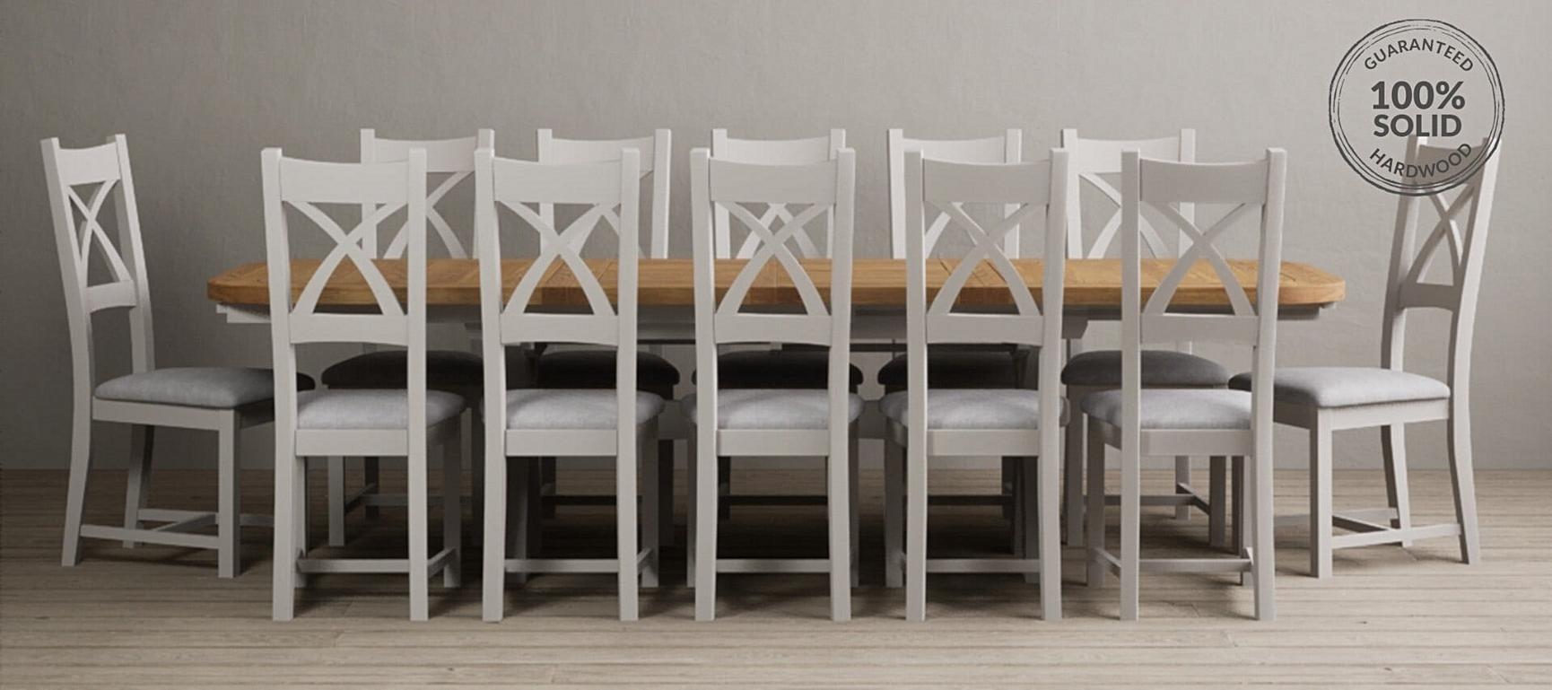 Extending Olympia 180cm Oak and Soft White Painted Dining Table | Oak ...