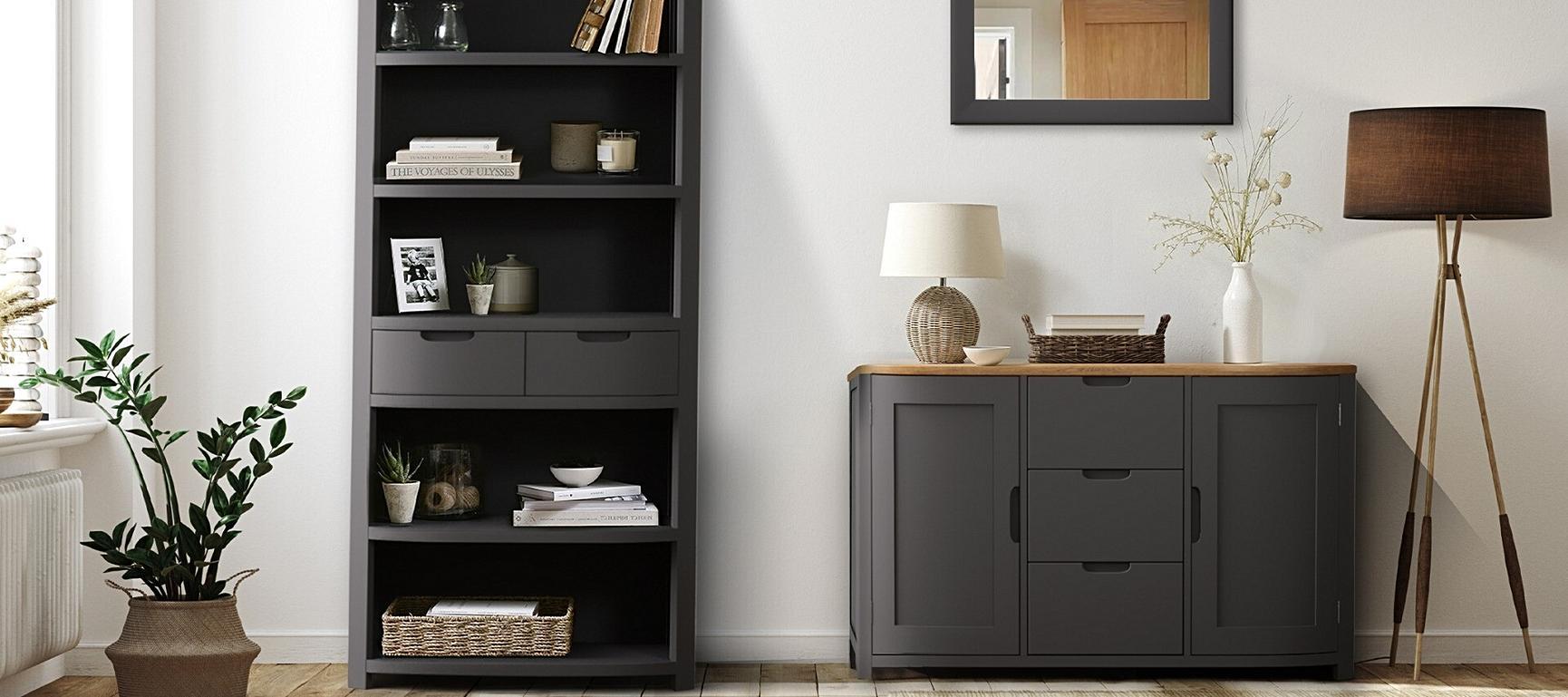 Bradwell Oak and Charcoal Grey Painted Large Sideboard Oak Furniture