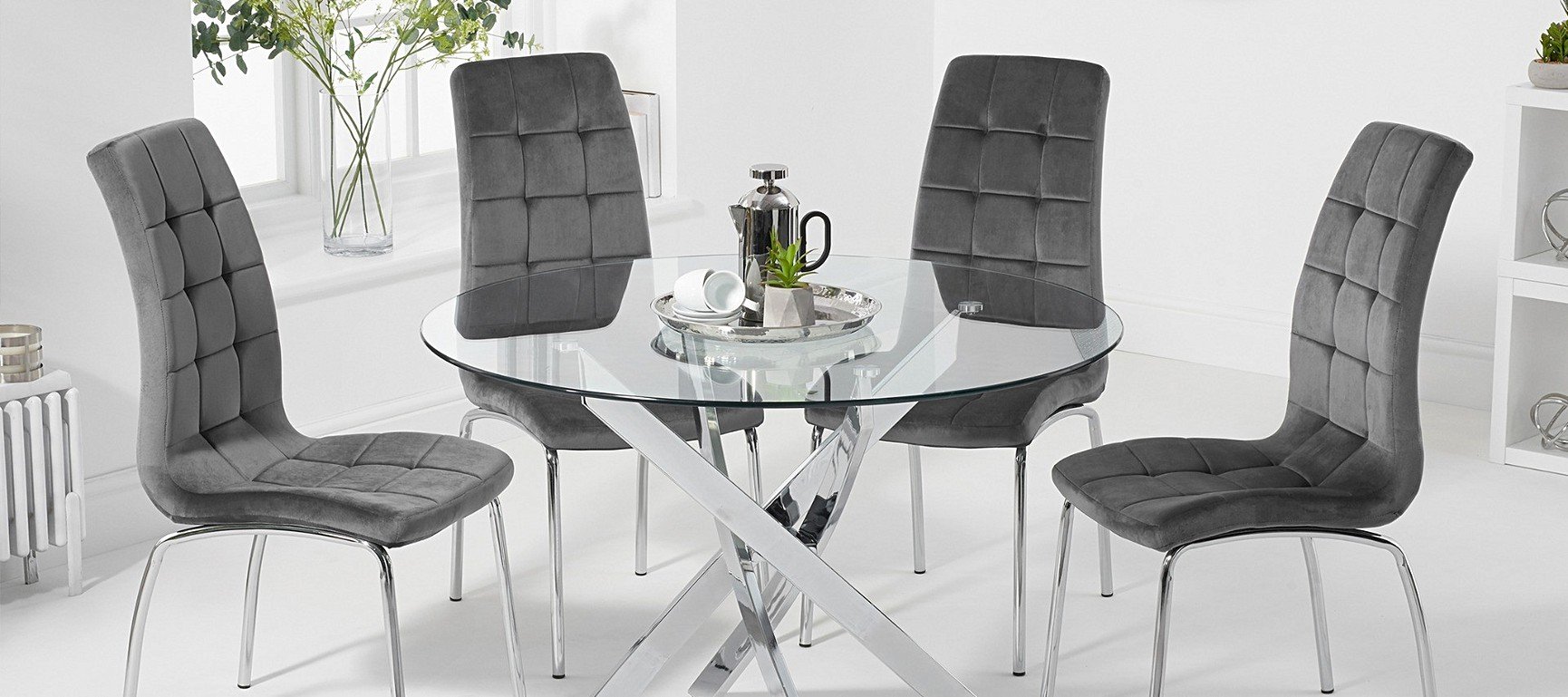 Calgary Grey Velvet Dining Chairs