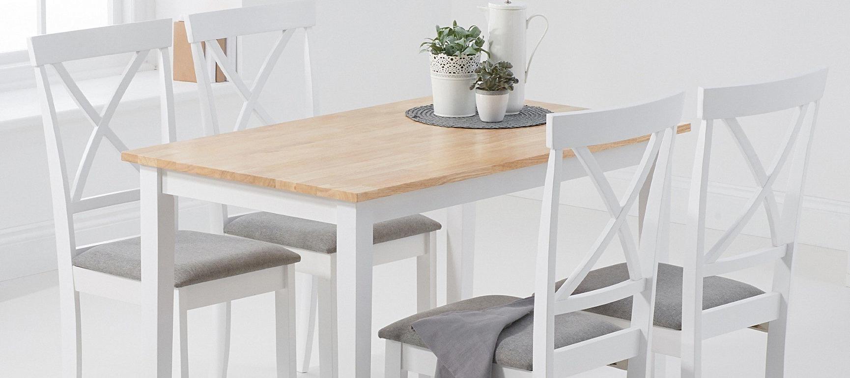 Chiltern 114cm White and Oak Painted Dining Table Oak Furniture