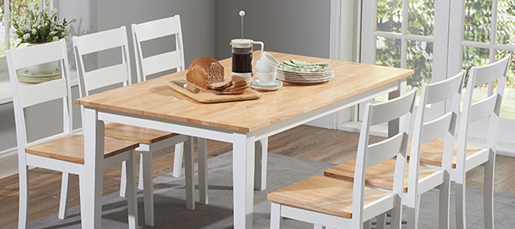 Chiltern 150cm Oak and White Dining Table Set with Chairs Chiltern