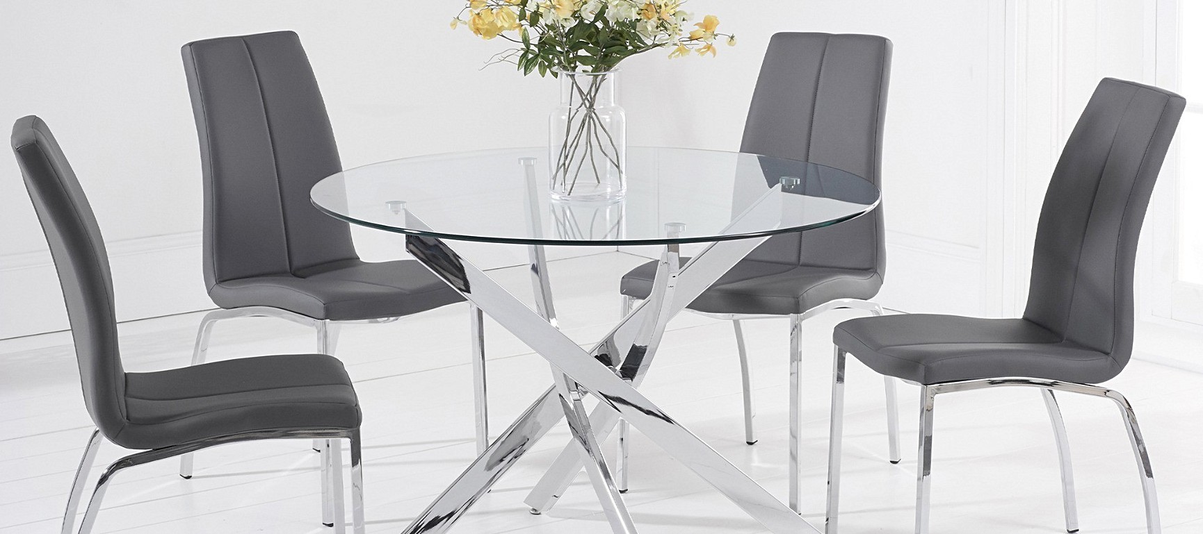 Denver 110cm Glass Dining Table | Oak Furniture Superstore Denver