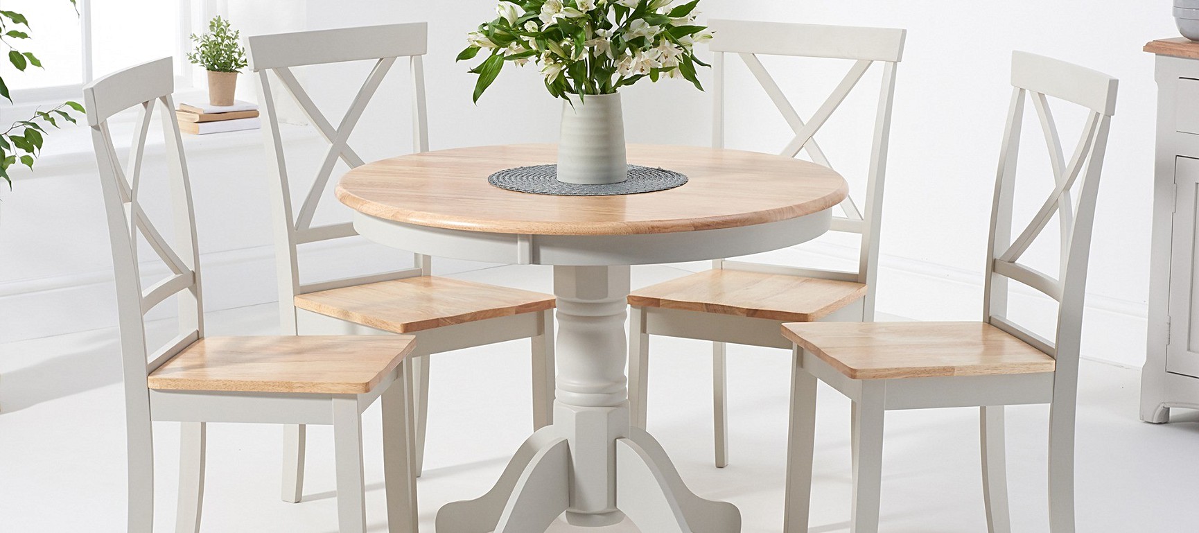 Epsom 90cm Oak and Grey Dining Table with Chairs