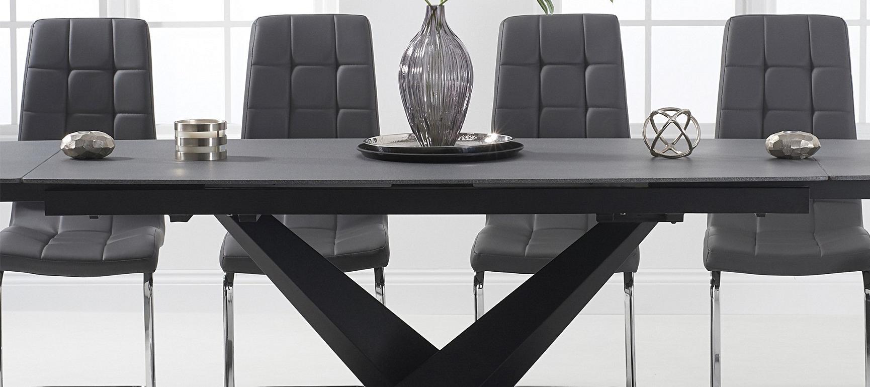 Jacob 180cm Extending Grey Stone Table with Lorin Chairs