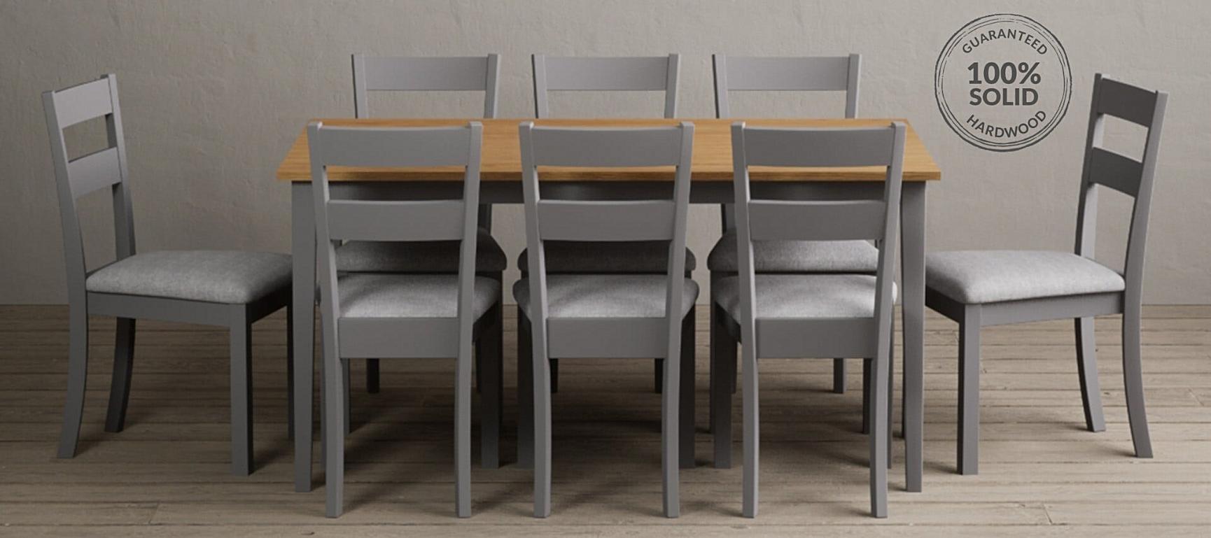 Kendal 150cm Solid Oak and Light Grey Painted Dining Table with Kendal