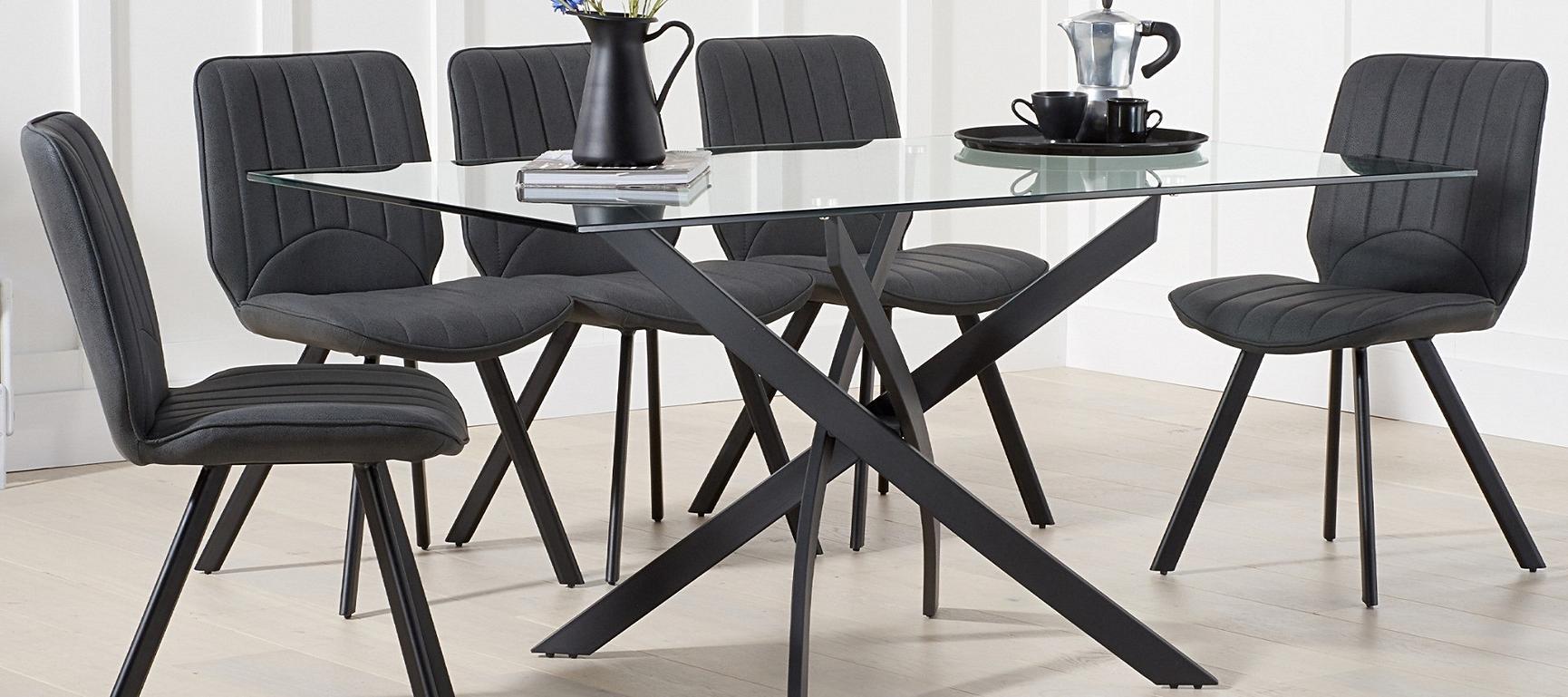 Mara 160cm Glass Dining Table Oak Furniture Superstore