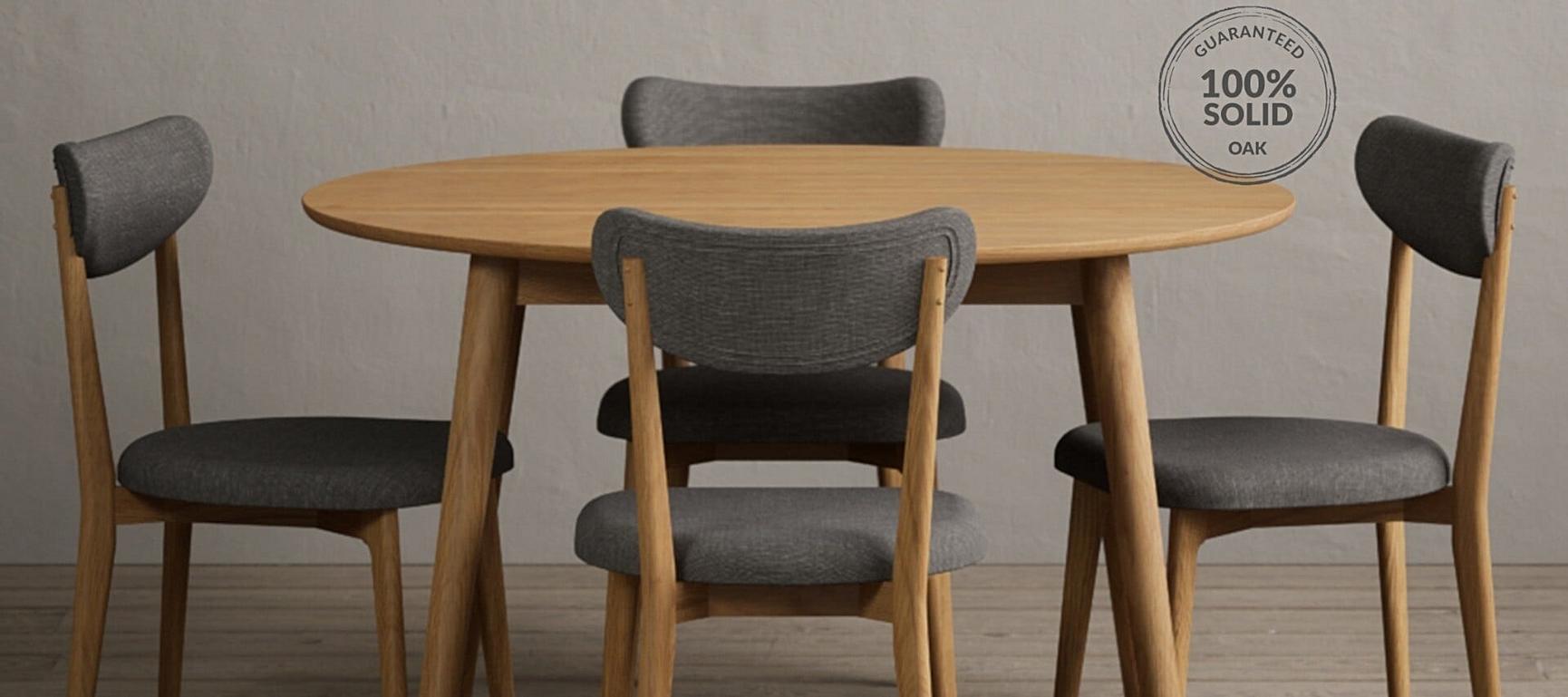 Nordic 120cm Round Oak Dining Table Oak Furniture Superstore