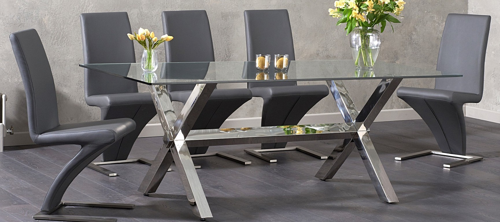 Renzo 200cm Glass Dining Table | Oak Furniture Superstore
