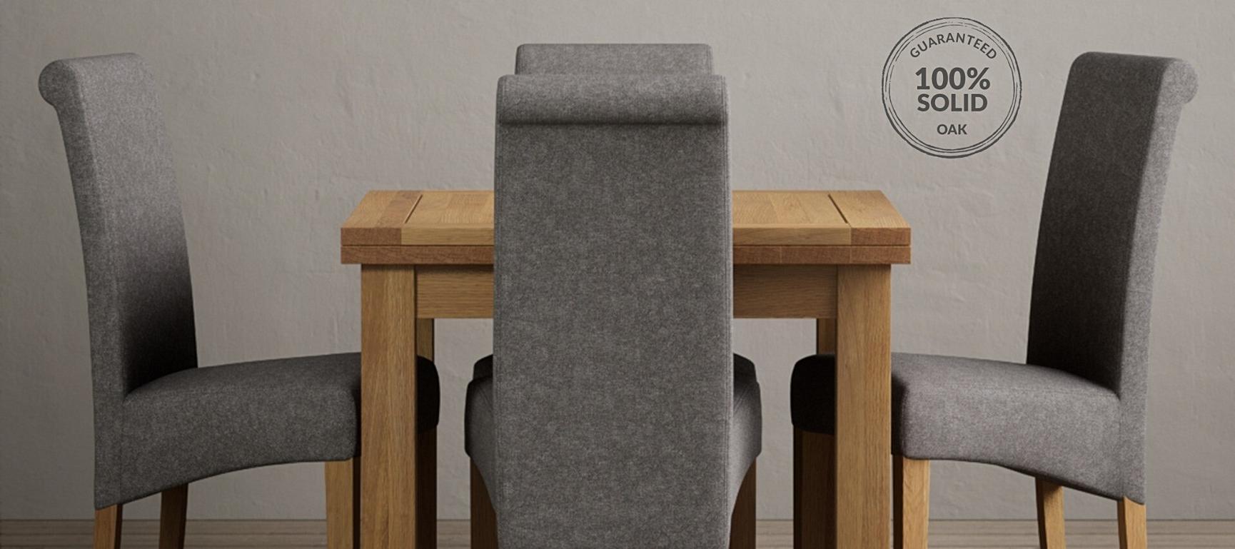 Extending Hampshire 90cm Solid Oak Dining Table with Scroll Back Chairs