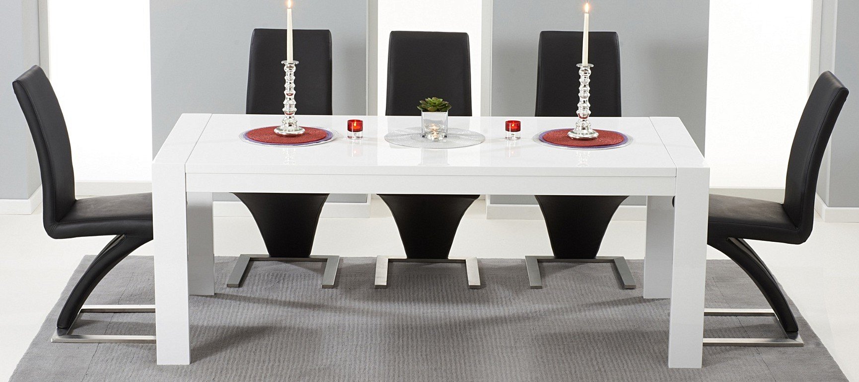 Venice 200cm White High Gloss Extending Dining Table High Dining Room Tables