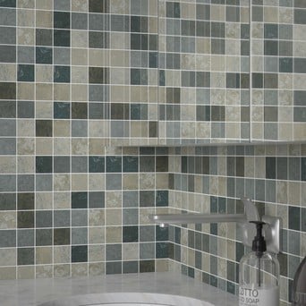 Grey Mosaic Tiles Topps, Light Grey Mosaic Bathroom Wall Tiles