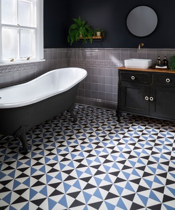 Victorian Flooring Topps Tiles, Blue And White Floor Tile Bathroom