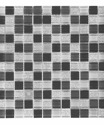 Black Glitter Glass Mix Mosaic Tile, Small Glass Tiles