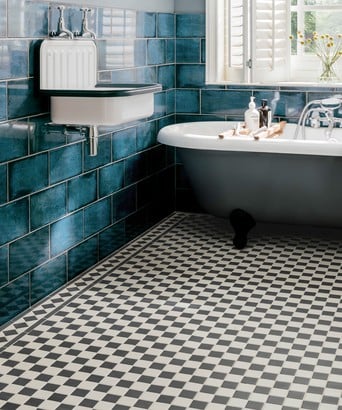 Victorian Mosaics Topps Tiles, Black Tile Bathroom Floor Ideas