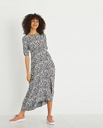 black and white ditsy print dress