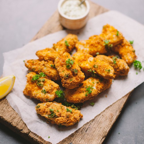 Home-Made Cod 'Fish Fingers' & Sun-Dried Tomato Pesto Recipe