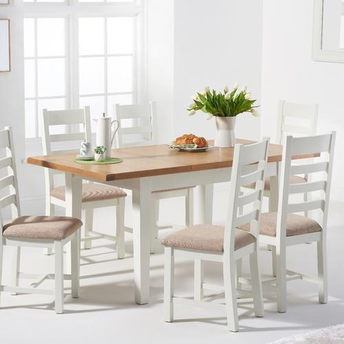 Eden Oak and White 120cm Butterfly Extending Table with Ladder Back