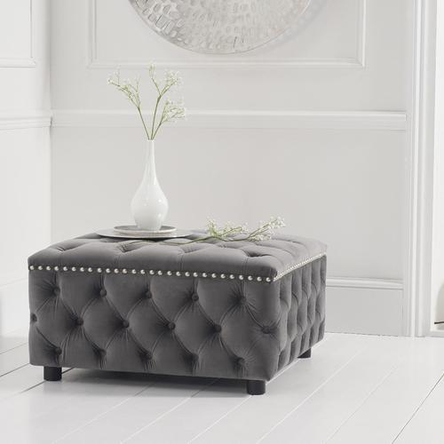 Flora Velvet Square Footstool Footstools