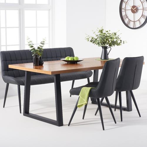 Urban 180cm Dining Table with Heidi Chairs and Heidi Grey Bench