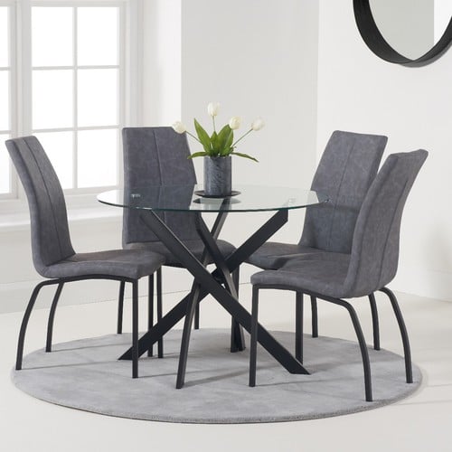 Mara 100cm Round Glass Dining Table, Round Dining Tables 100cm