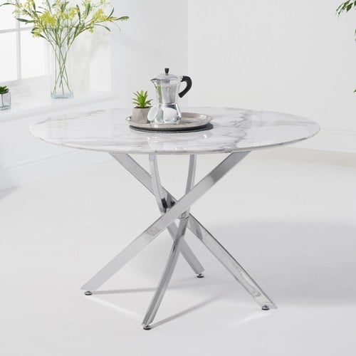 Carter 120cm Round White Marble Dining Table