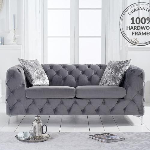 Grey crushed velvet chesterfield sofa deals