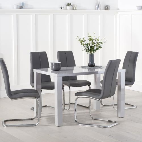 Atlanta 120cm Light Grey High Gloss Dining Table with Gianni Chairs