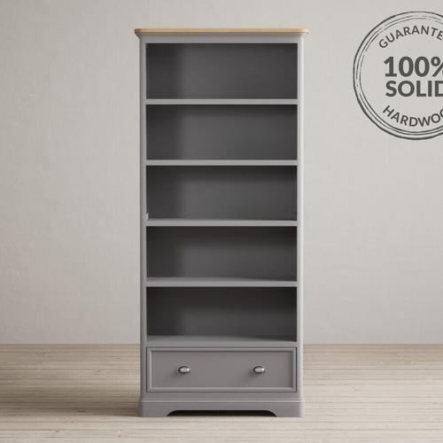 Bridstow Oak and Light Grey Painted Tall Bookcase