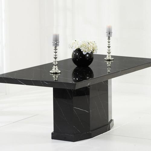 ExDisplay Carvelle 200cm Black Pedestal Marble Dining Table Oak