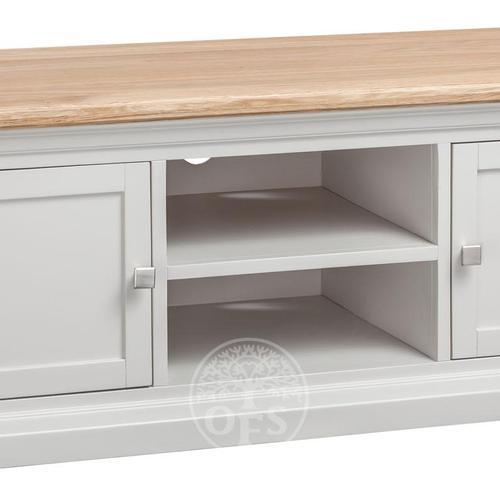 Wedmore Oak and Grey Painted Large TV Oak Furniture Superstore