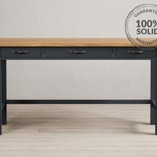 Delphine Oak and Blue Painted Computer Desk