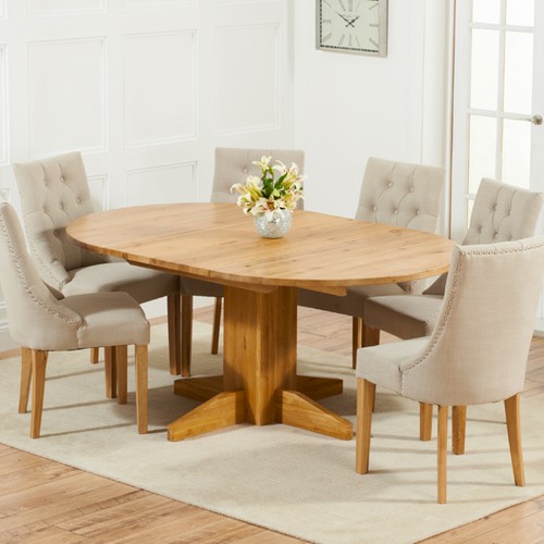 Dorchester 120cm Solid Oak Round, Chunky Rustic Oak Round Dining Table