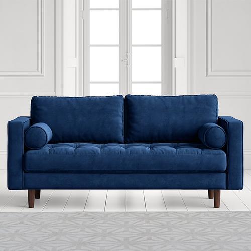 Elliott Blue Velvet Two Seater Sofa Oak Furniture Superstore