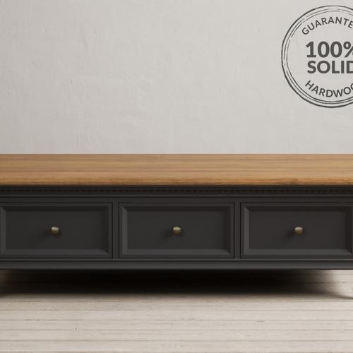Francis Oak and Charcoal Grey 6 Drawer Extra Large Coffee Table Oak