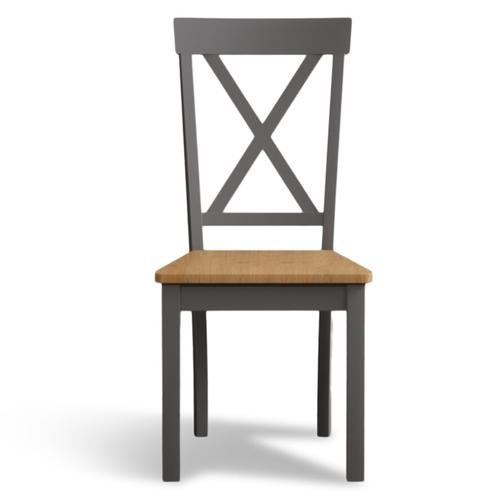 Hertford Mid Grey Dining Chairs with Oak Seat Pad Oak Furniture Superstore