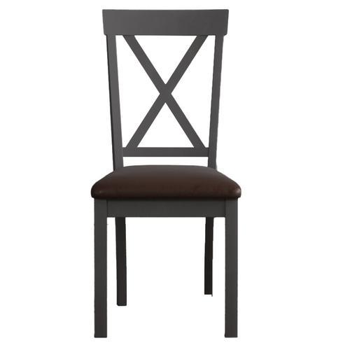 Hertford Charcoal Grey Dining Chairs with Chocolate Brown Fabric Seat Pad Oak Furniture Superstore