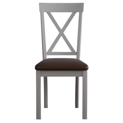 Hertford Light Grey Dining Chairs with Chocolate Brown Fabric Seat Pad