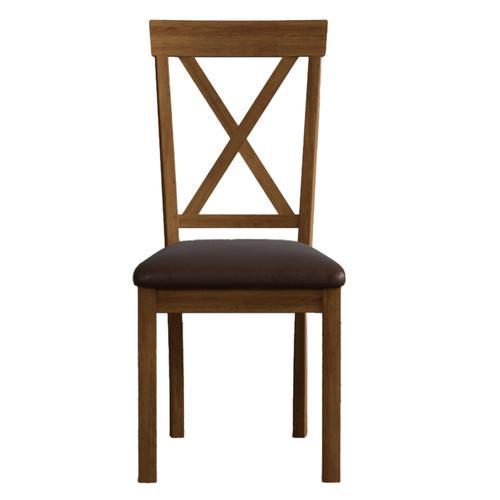 Hertford Rustic Oak Dining Chairs with Chocolate Brown Fabric Seat Pad