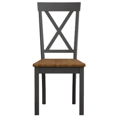 Hertford Charcoal Grey Dining Chairs with Rustic Seat Pad Oak