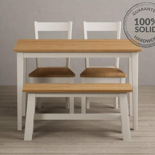 Kendal 115cm Solid Oak and Cream Painted Dining Table with Kendal