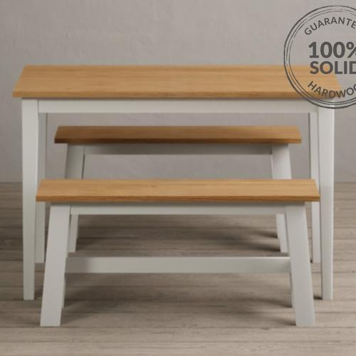Kendal 115cm Solid Oak and Signal White Painted Dining Table with