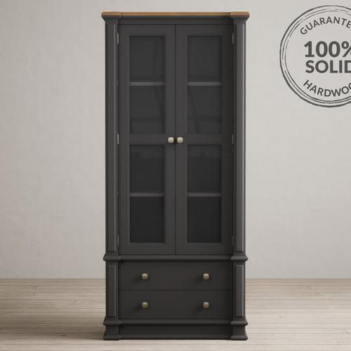 Lawson Charcoal Grey Glazed Display Cabinet Oak Furniture