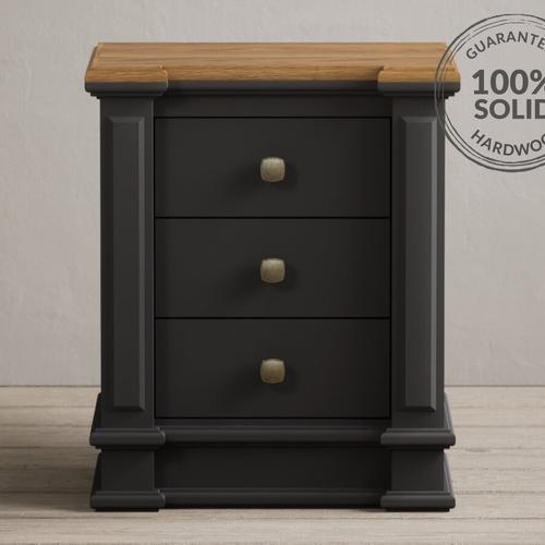 Lawson Oak and Charcoal Grey Painted 3 Drawer Bedside Chest