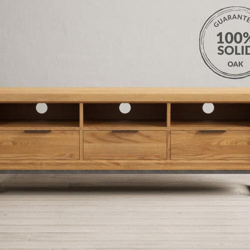Loft Solid Oak Widescreen TV Cabinet Oak Furniture Superstore