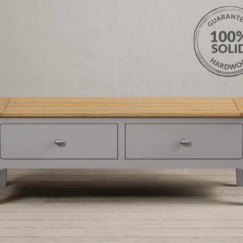 Loxton Oak and Light Grey Painted 4 Drawer Coffee Table Oak Furniture