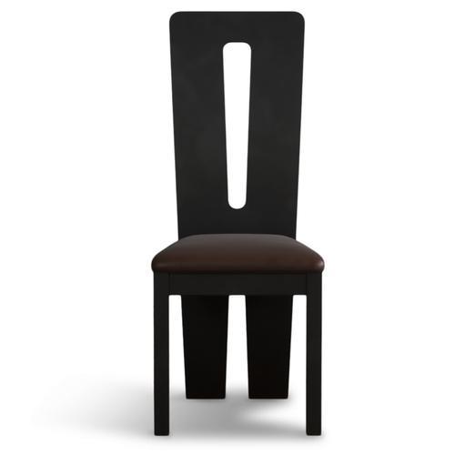 Lucca Black Dining Chairs with Chocolate Brown Fabric Seat Pad Oak