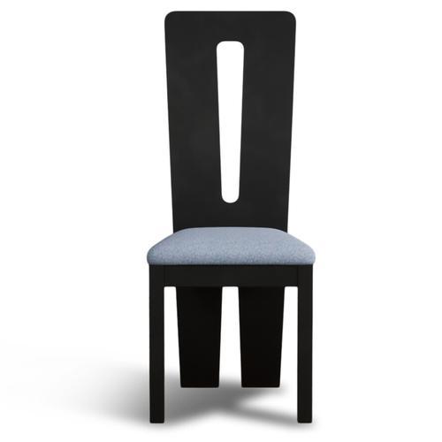 Lucca Black Dining Chairs with Sky Blue Fabric Seat Pad Oak Furniture