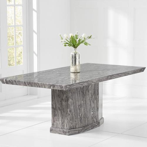 Carvelle 160cm Grey Pedestal Marble Dining Table