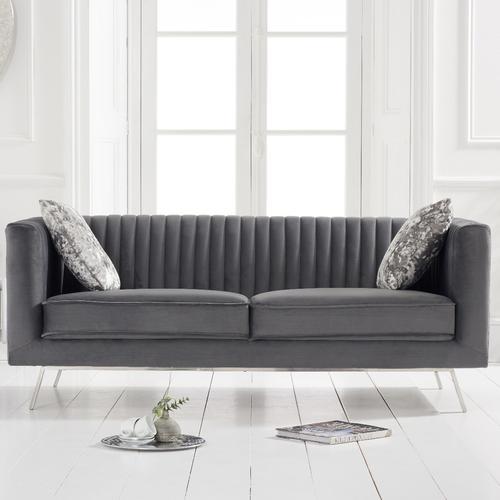 Danube Grey Velvet 2 Seater Sofa